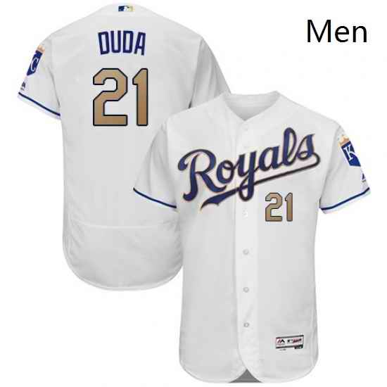 Mens Majestic Kansas City Royals 21 Lucas Duda White Flexbase Authentic Collection MLB Jersey
